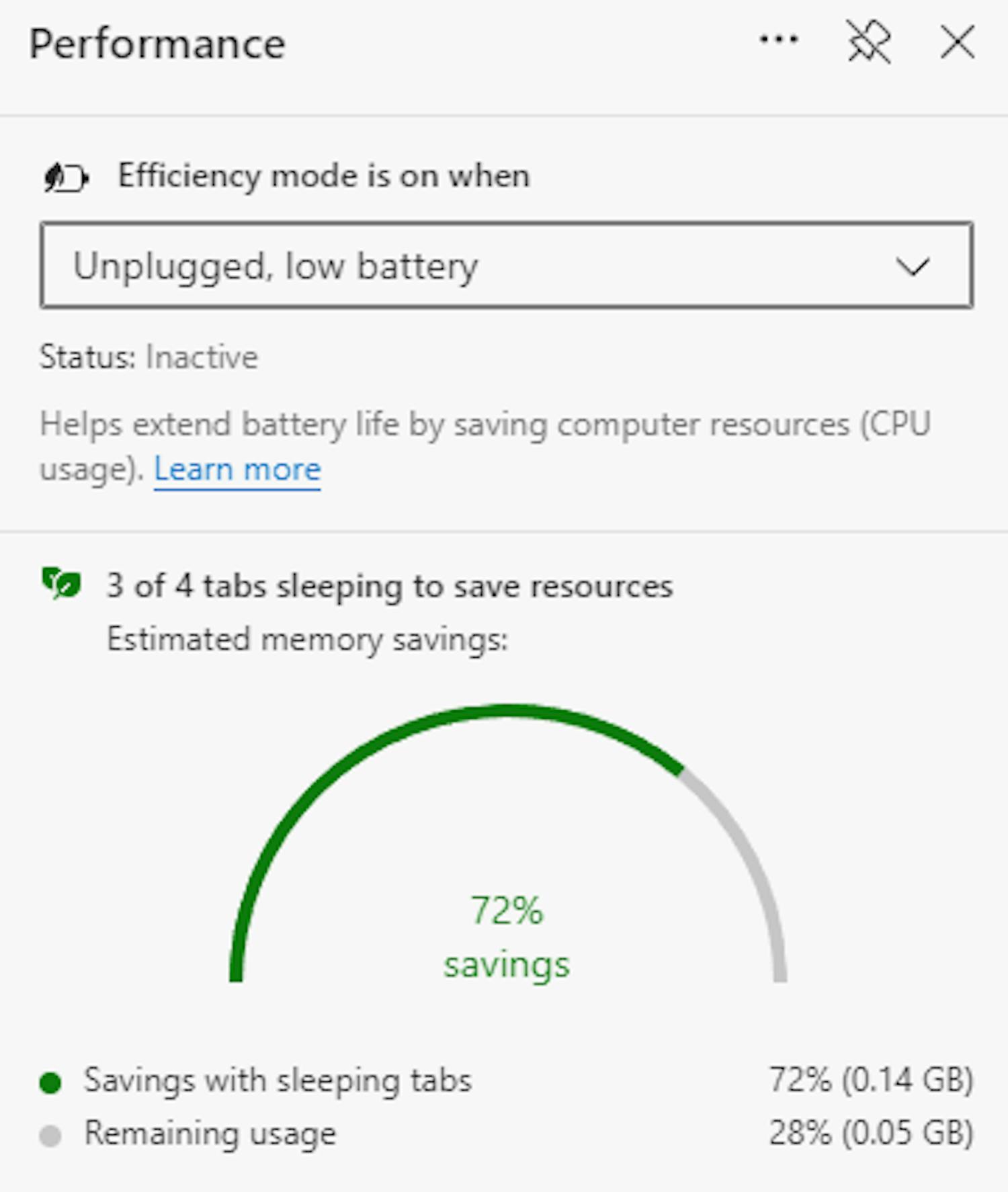 Prestanda: Funktionen Prestanda i Microsoft Edge